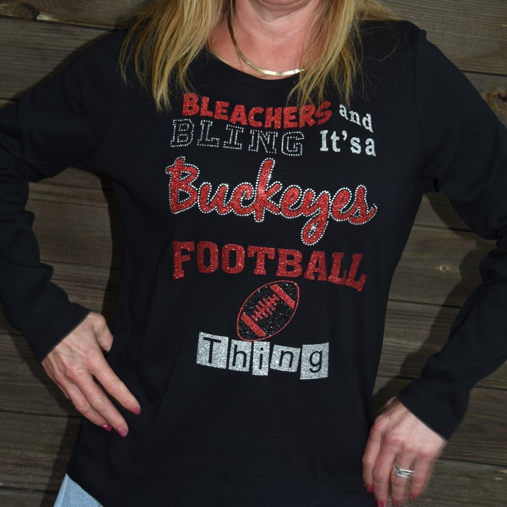 Ohio State Black Rhinestone glitter   Long Sleeved Shirt  size large